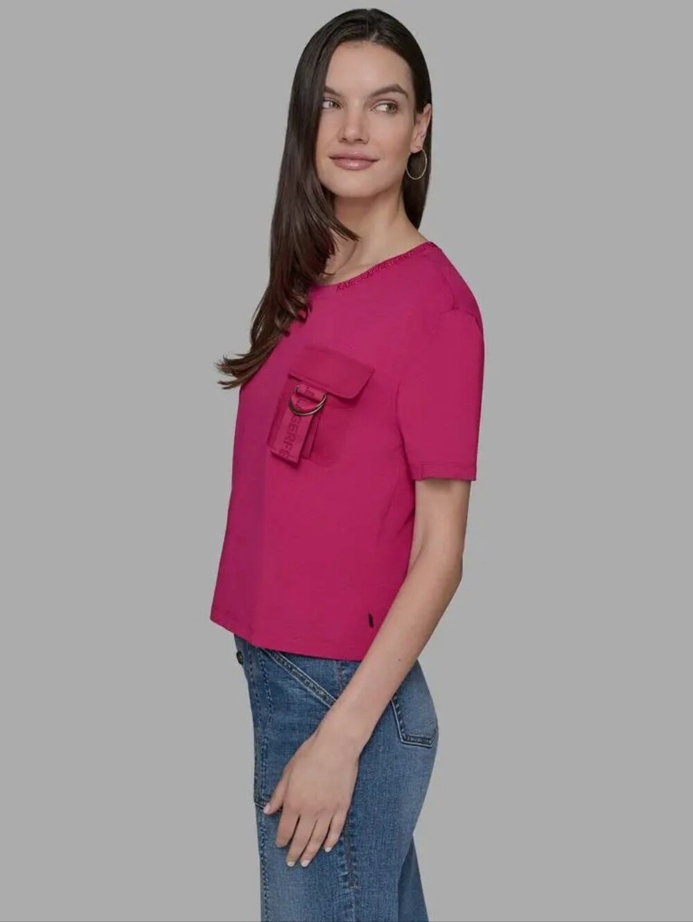 Karl Lagerfeld Paris Utility Pocket Tee Pink Size M NWT $99 - Picture 6 of 9
